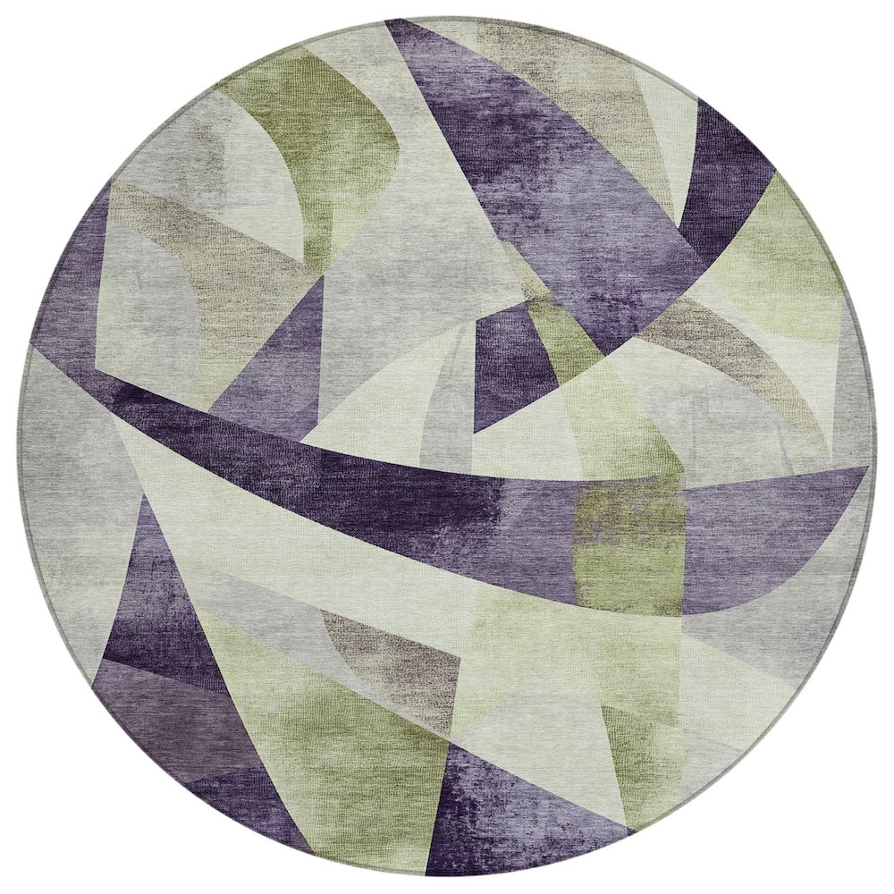 Machine Washable Indoor/Outdoor Chantille Purple 8' x 8' Round Rug. Picture 1