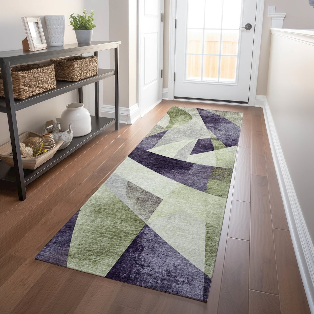 Machine Washable Indoor/Outdoor Chantille Purple 2'3" x 7'6" Runner Rug. Picture 5
