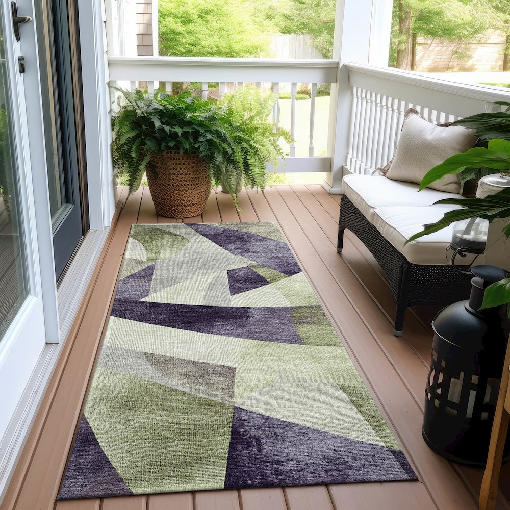 Machine Washable Indoor/Outdoor Chantille Purple 2'3" x 7'6" Runner Rug. Picture 6