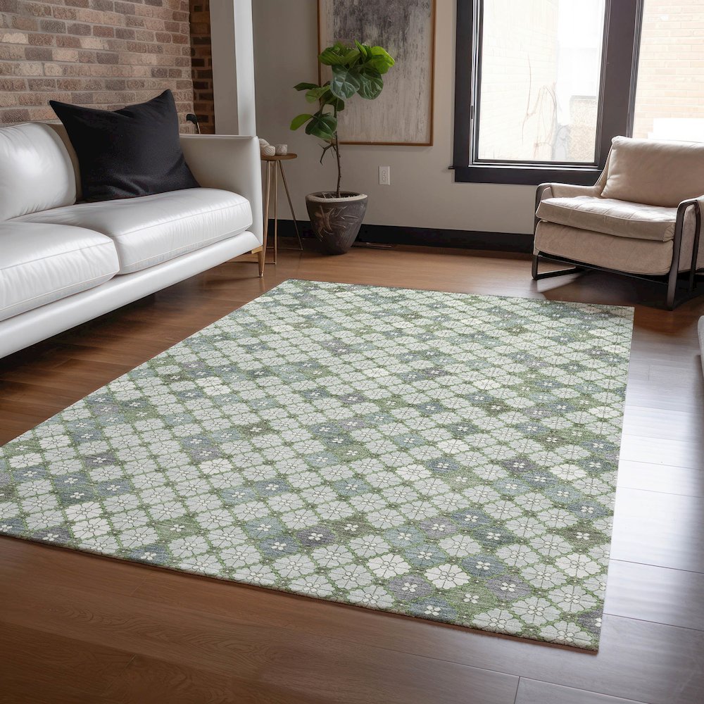 Machine Washable Indoor/Outdoor Chantille Mint 2'6" x 3'10" Rug. Picture 5