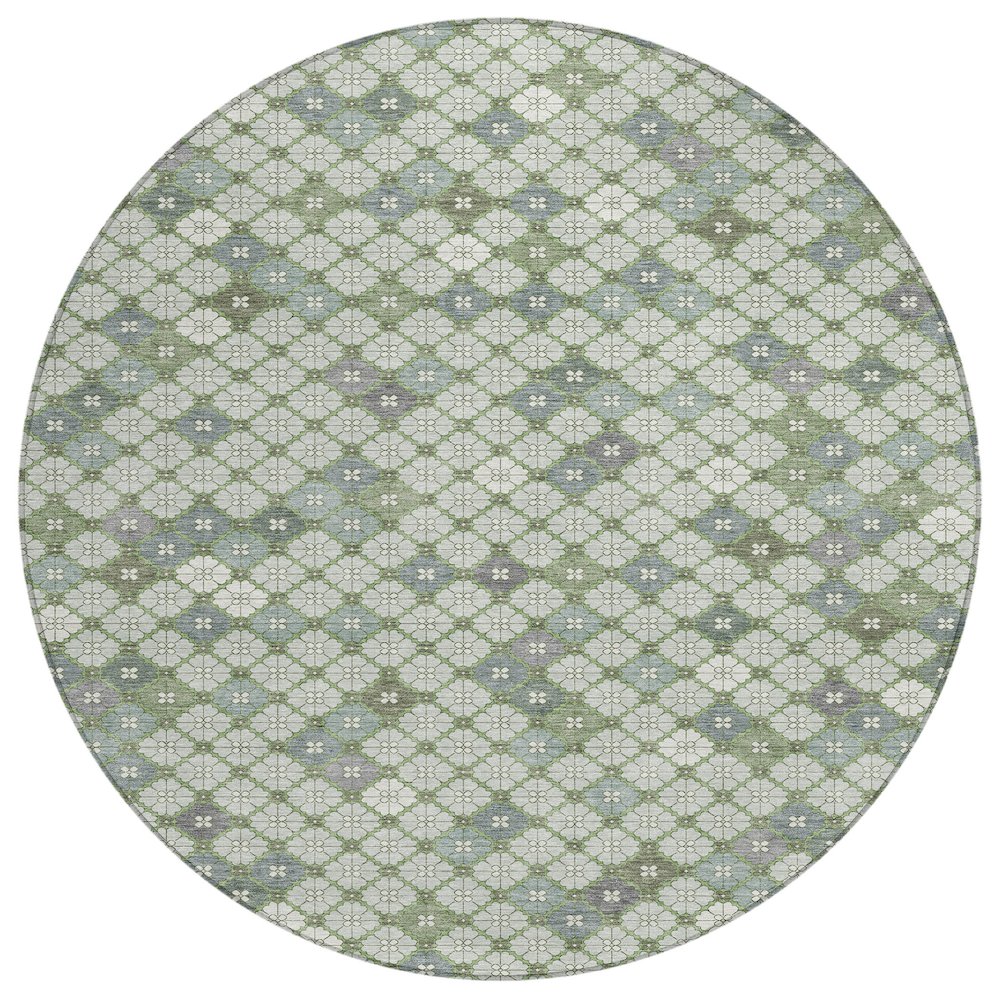 Machine Washable Indoor/Outdoor Chantille Mint 8' x 8' Round Rug. Picture 1