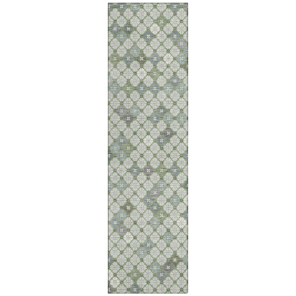 Machine Washable Indoor/Outdoor Chantille Mint 2'3" x 7'6" Runner Rug. Picture 1