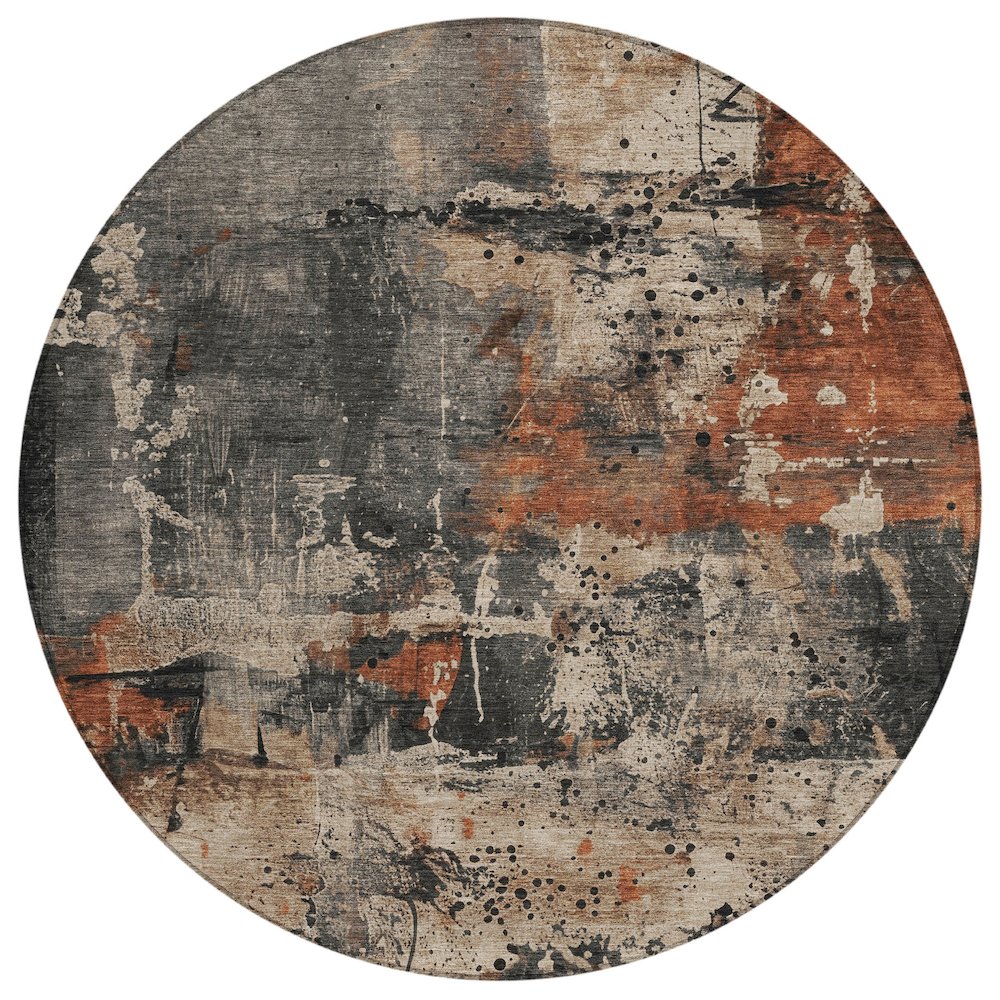 Machine Washable Indoor/Outdoor Chantille Taupe 8' x 8' Round Rug. Picture 1