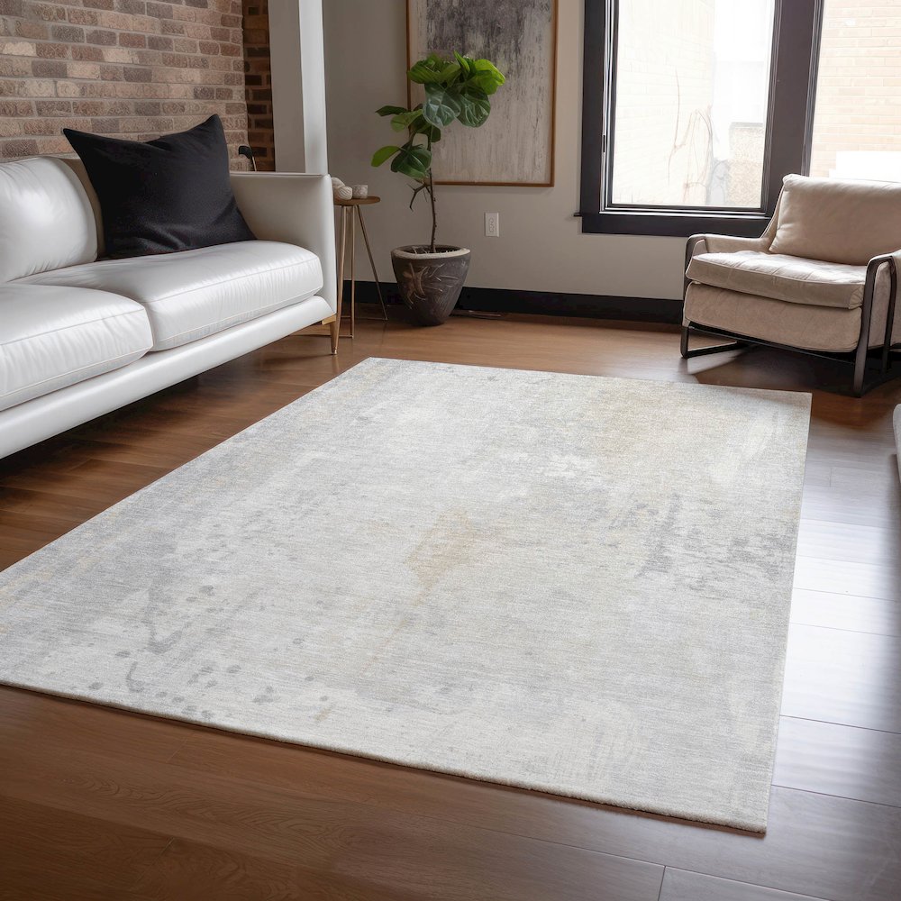 Machine Washable Indoor/Outdoor Chantille Ivory 2'6" x 3'10" Rug. Picture 5