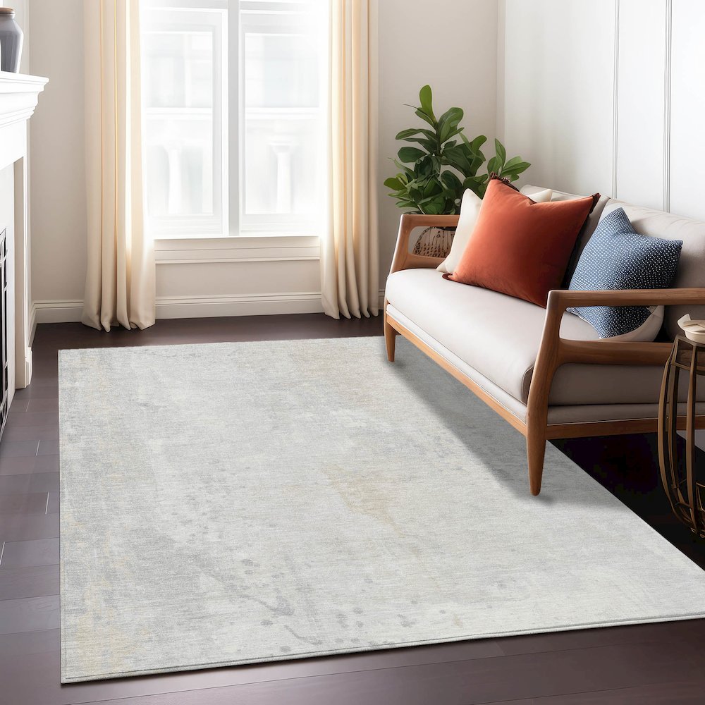 Machine Washable Indoor/Outdoor Chantille Ivory 2'6" x 3'10" Rug. Picture 6