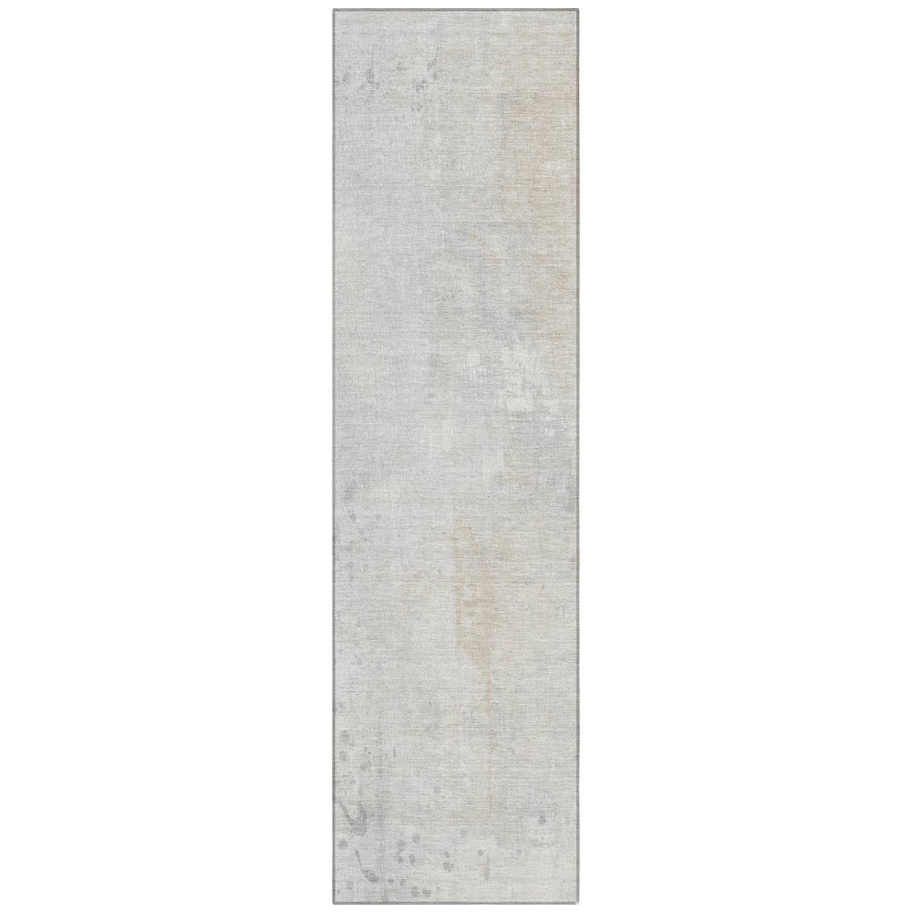 Machine Washable Indoor/Outdoor Chantille Ivory 2'3" x 7'6" Runner Rug. Picture 1