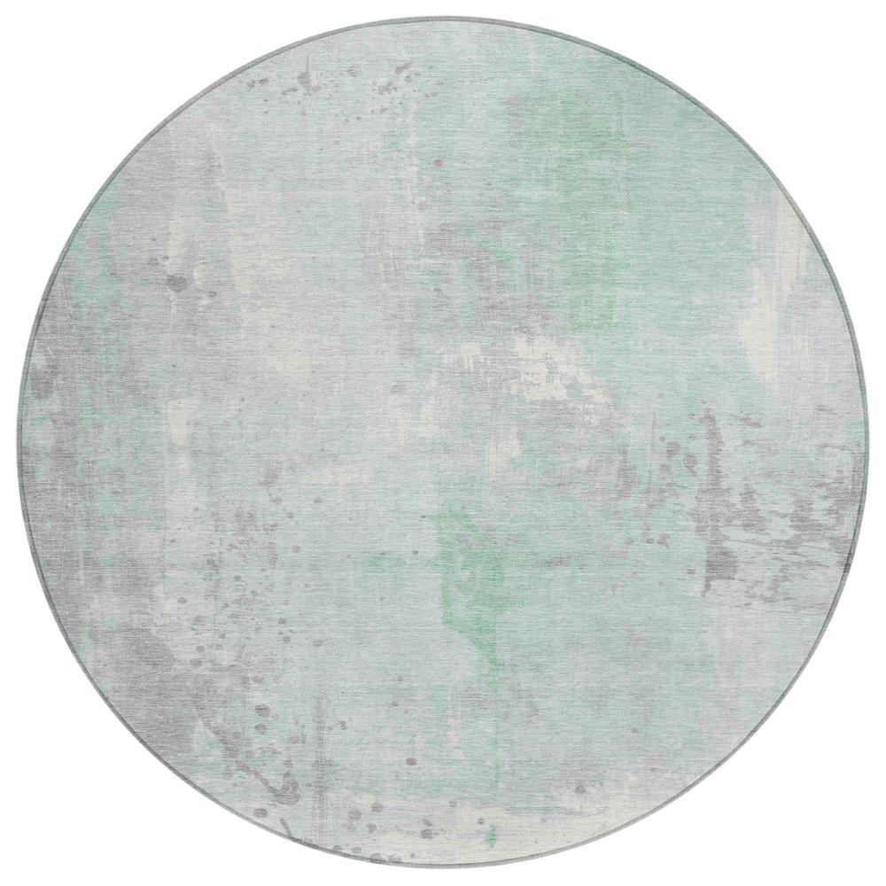 Machine Washable Indoor/Outdoor Chantille Mint 8' x 8' Round Rug. Picture 1