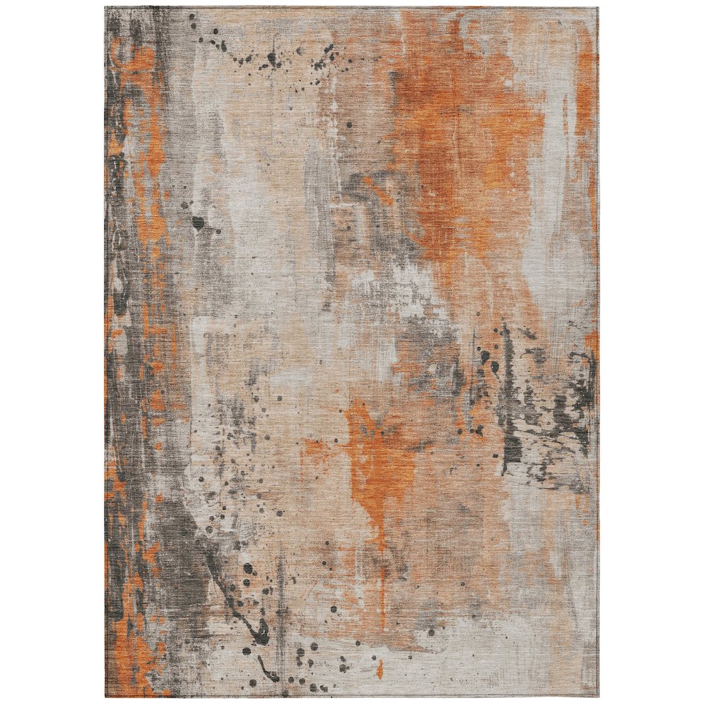 Machine Washable Indoor/Outdoor Chantille Orange 2'6" x 3'10" Rug. Picture 1
