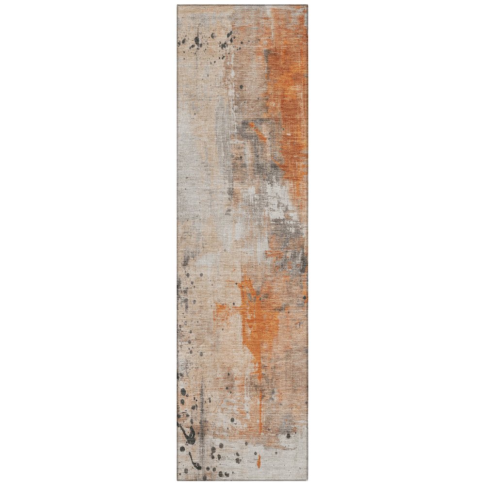 Machine Washable Indoor/Outdoor Chantille Orange 2'3" x 7'6" Runner Rug. Picture 1
