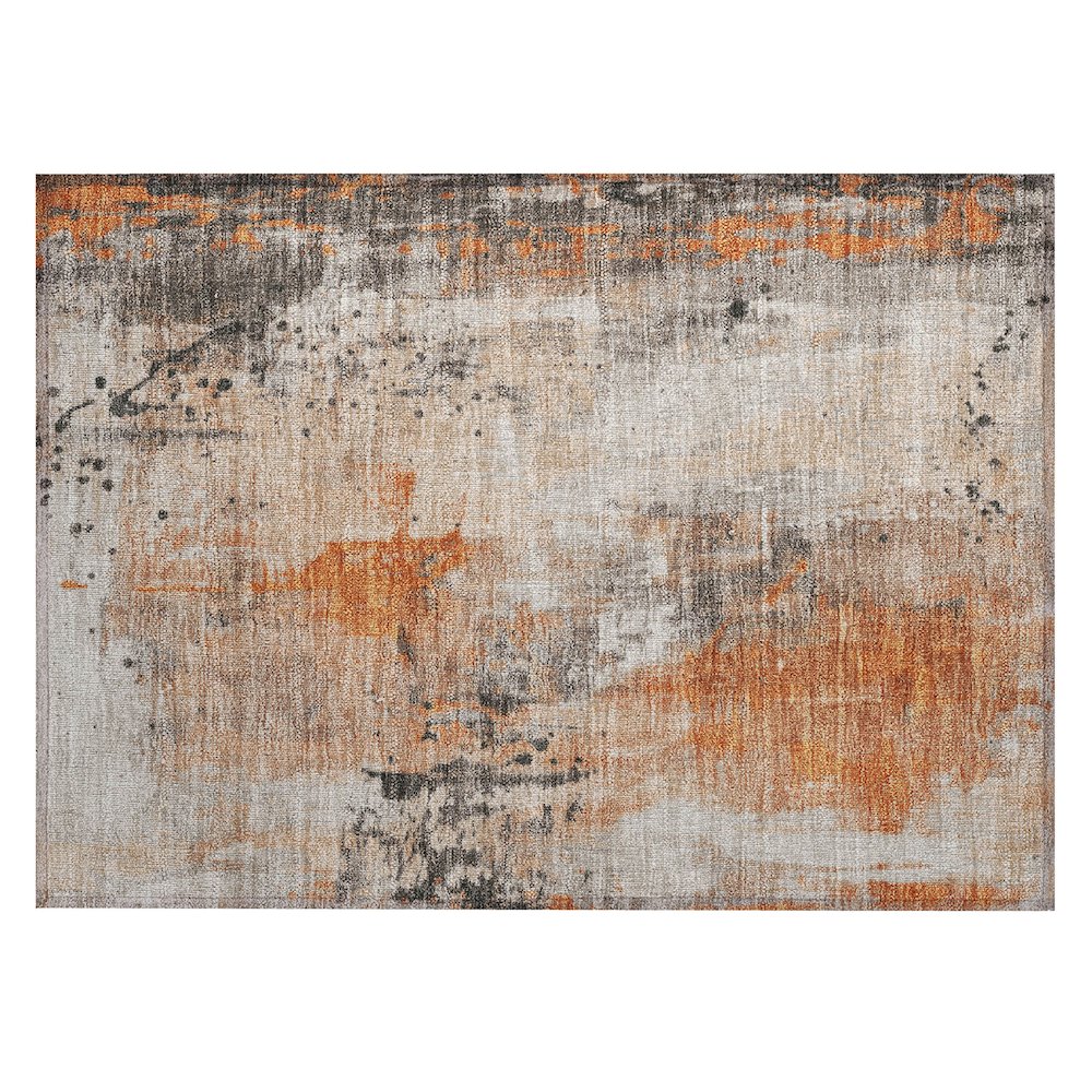 Machine Washable Indoor/Outdoor Chantille Orange 1'8" x 2'6" Rug. Picture 1