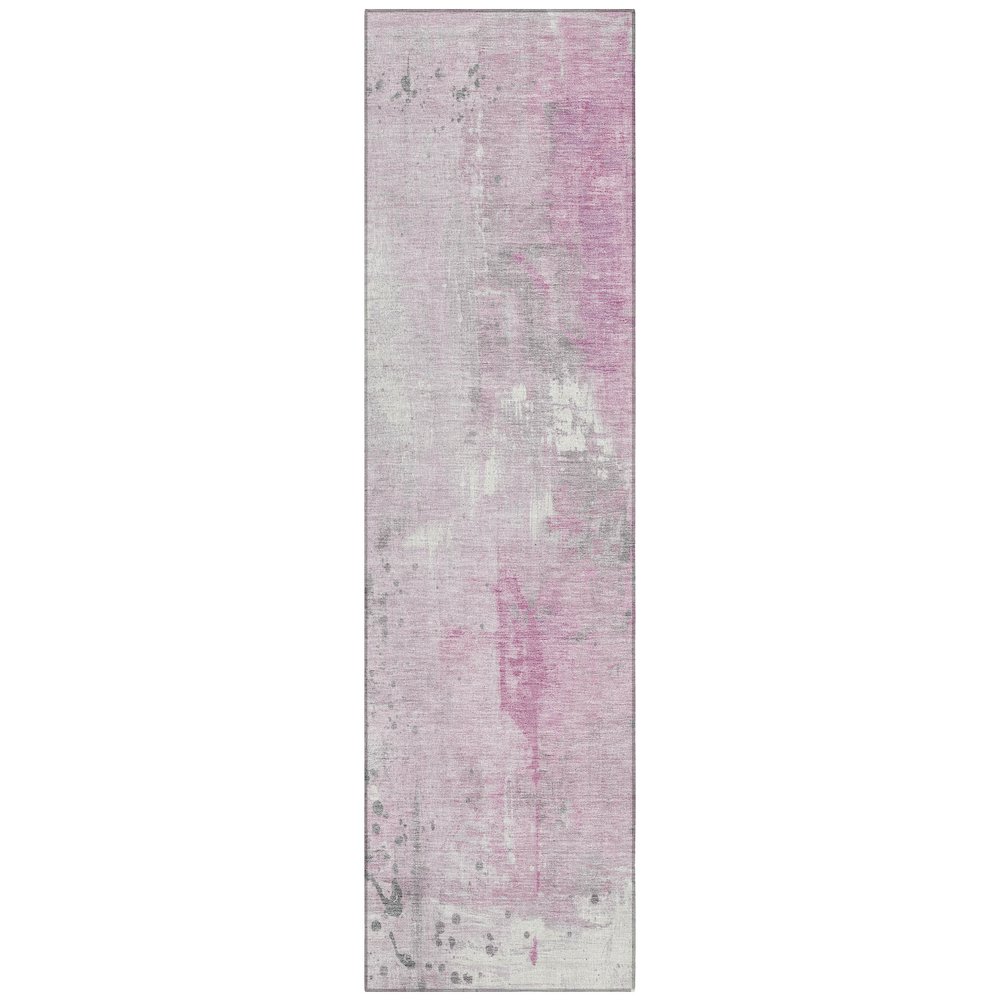 Machine Washable Indoor/Outdoor Chantille Pink 2'3" x 7'6" Runner Rug. Picture 1