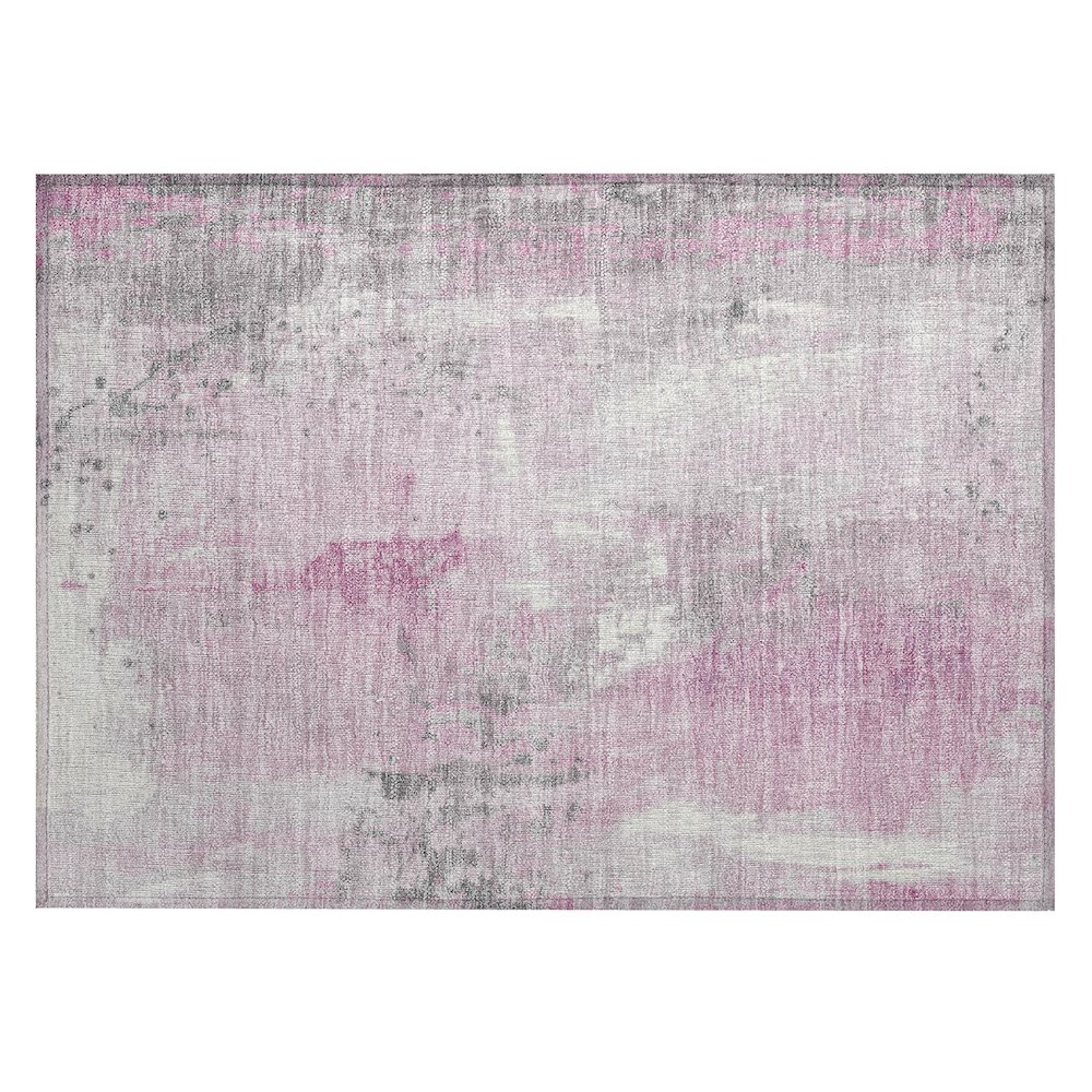 Machine Washable Indoor/Outdoor Chantille Pink 1'8" x 2'6" Rug. Picture 1