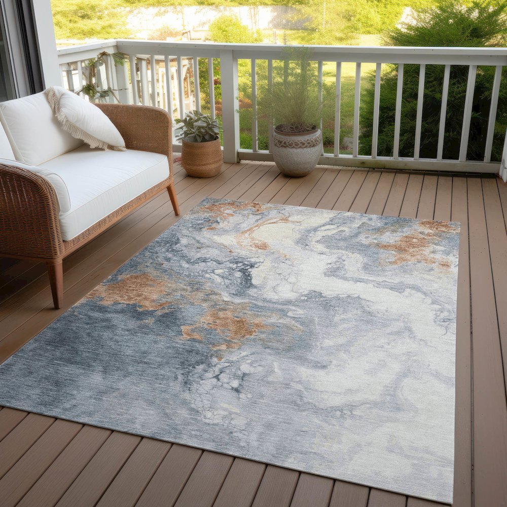 Machine Washable Indoor/Outdoor Chantille Gray 2'6" x 3'10" Rug. Picture 7