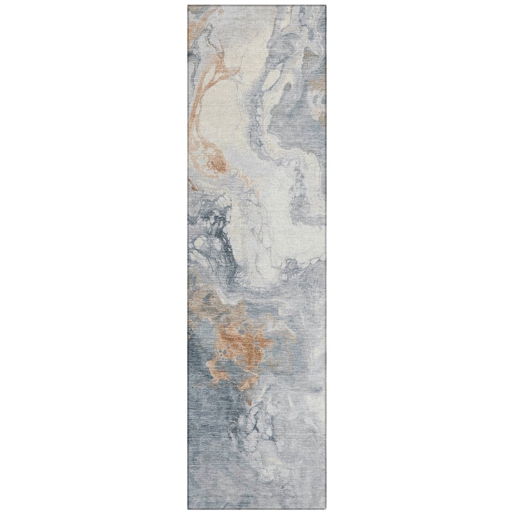 Machine Washable Indoor/Outdoor Chantille Gray 2'3" x 7'6" Runner Rug. Picture 1