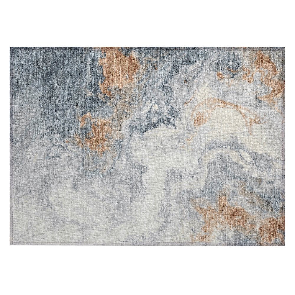 Machine Washable Indoor/Outdoor Chantille Gray 1'8" x 2'6" Rug. Picture 1