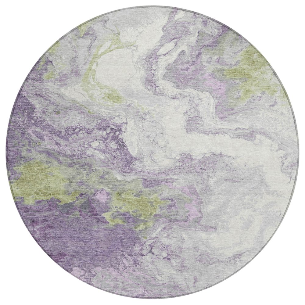 Machine Washable Indoor/Outdoor Chantille Lavender 8' x 8' Round Rug. Picture 1