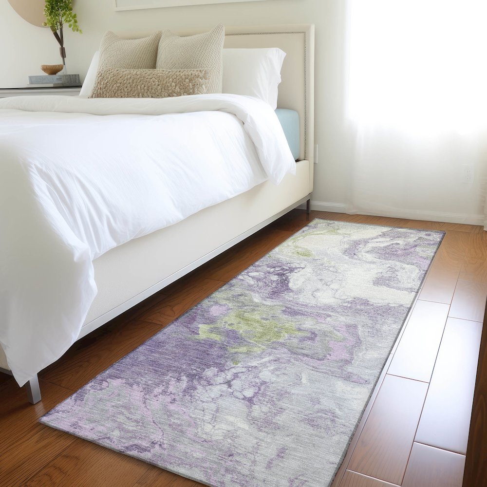 Machine Washable Indoor/Outdoor Chantille Lavender 2'3" x 7'6" Runner Rug. Picture 5