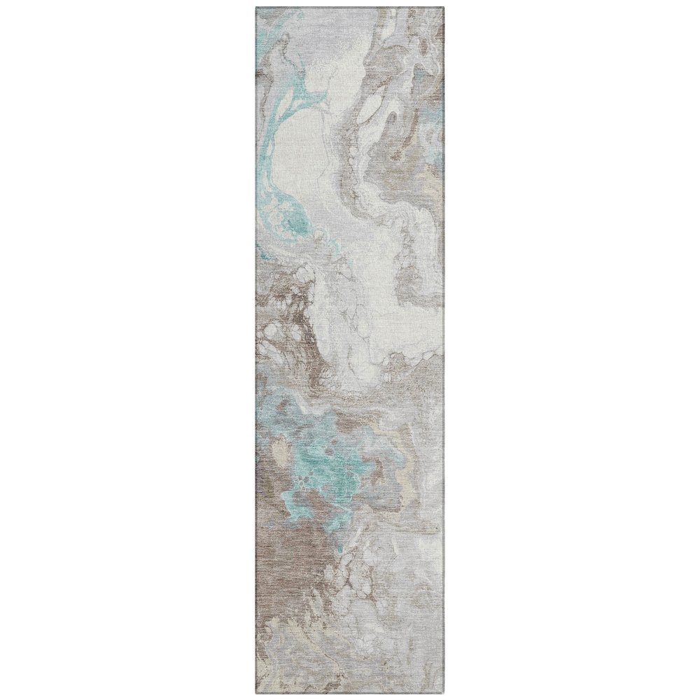 Machine Washable Indoor/Outdoor Chantille Teal 2'3" x 7'6" Runner Rug. Picture 1