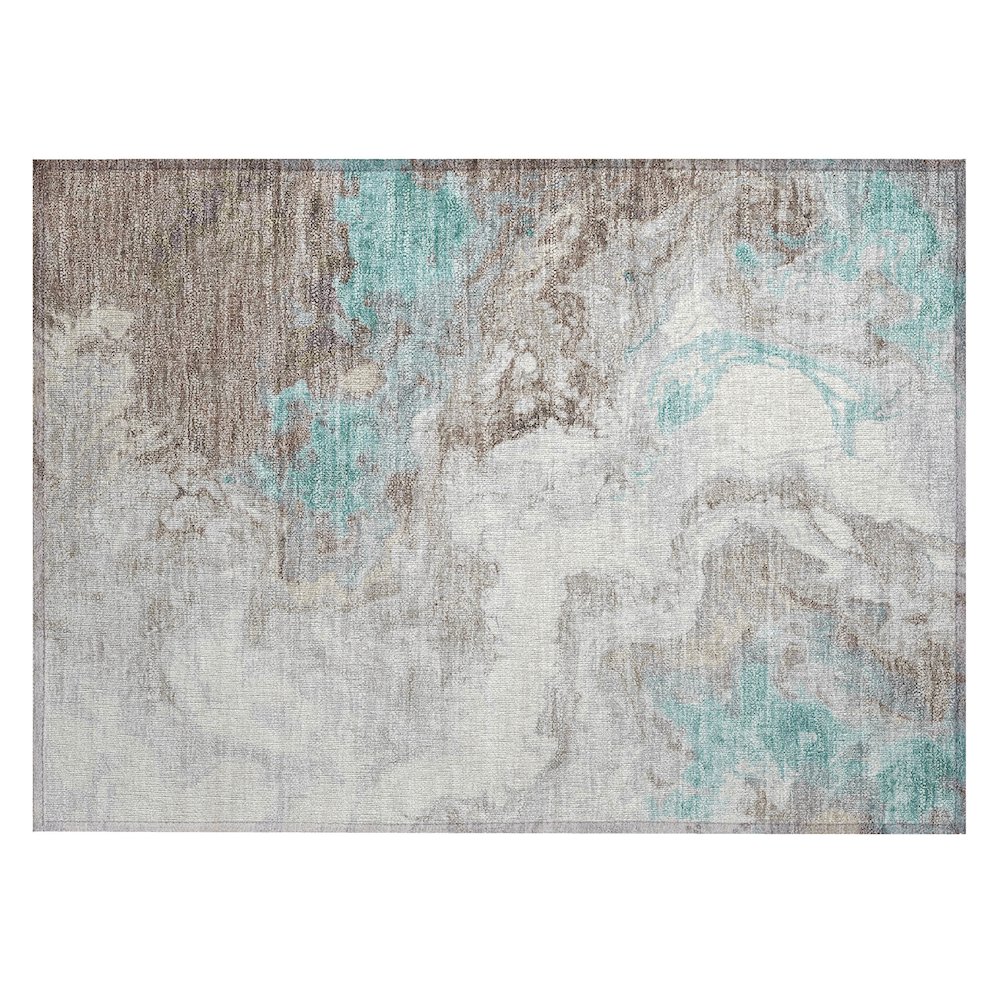 Machine Washable Indoor/Outdoor Chantille Teal 1'8" x 2'6" Rug. Picture 1