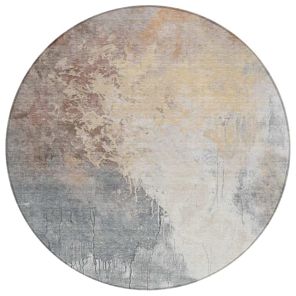 Machine Washable Indoor/Outdoor Chantille Coral 8' x 8' Round Rug. Picture 1