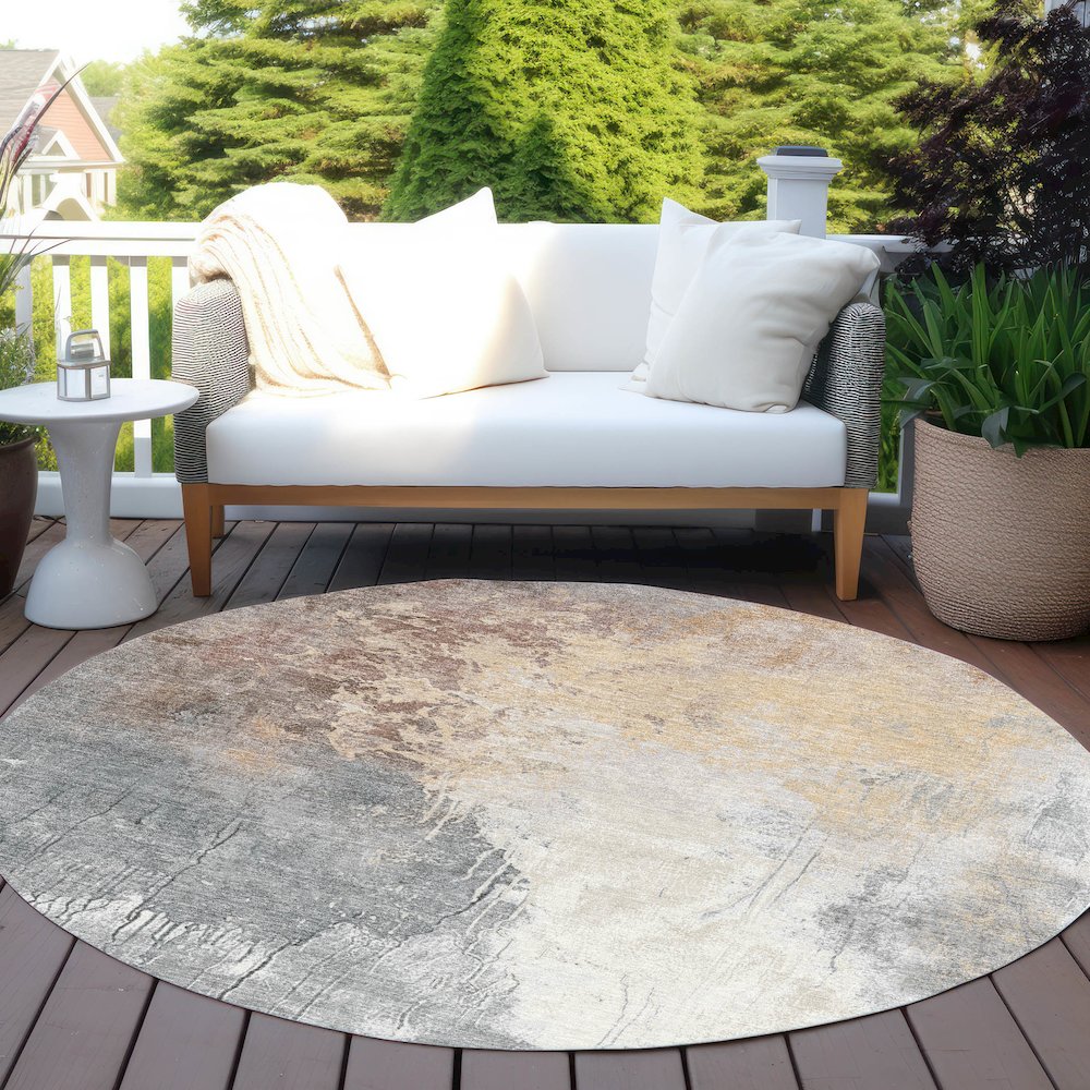 Machine Washable Indoor/Outdoor Chantille Coral 8' x 8' Round Rug. Picture 6