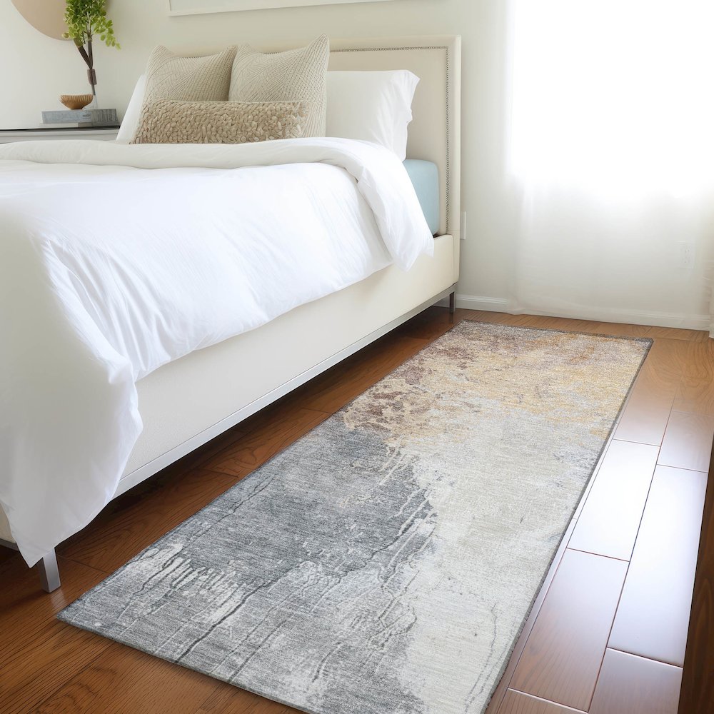 Machine Washable Indoor/Outdoor Chantille Coral 2'3" x 7'6" Runner Rug. Picture 5