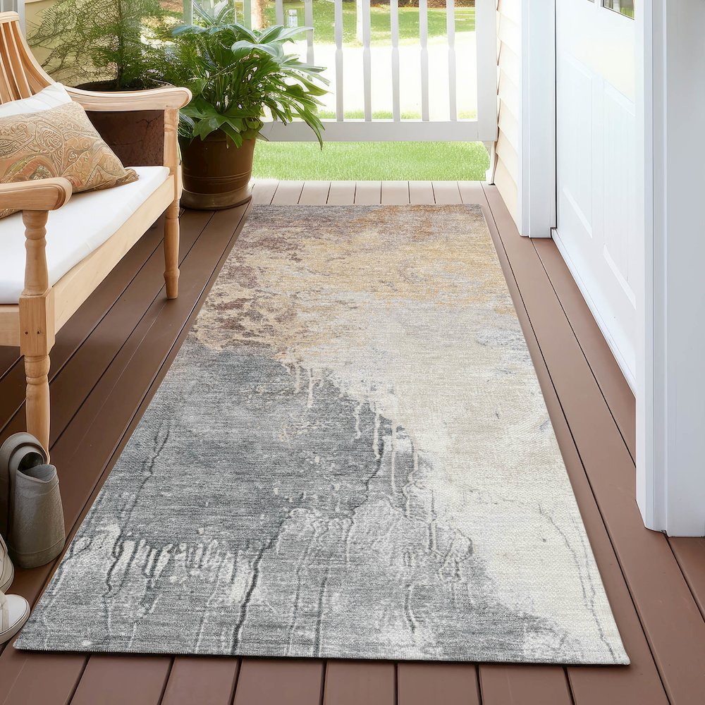Machine Washable Indoor/Outdoor Chantille Coral 2'3" x 7'6" Runner Rug. Picture 6