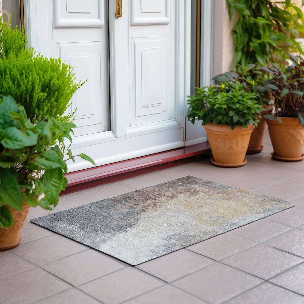 Machine Washable Indoor/Outdoor Chantille Coral 1'8" x 2'6" Rug. Picture 6
