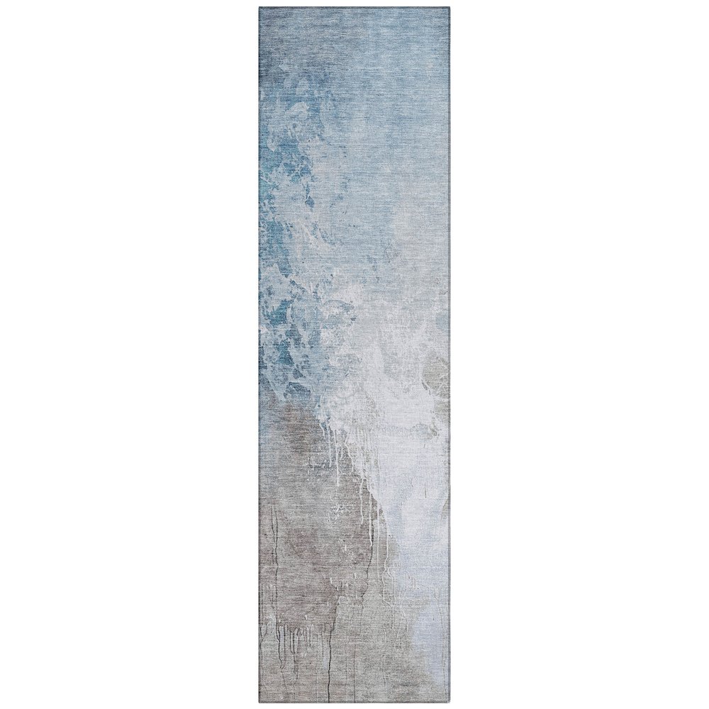 Machine Washable Indoor/Outdoor Chantille Denim 2'3" x 7'6" Runner Rug. Picture 1
