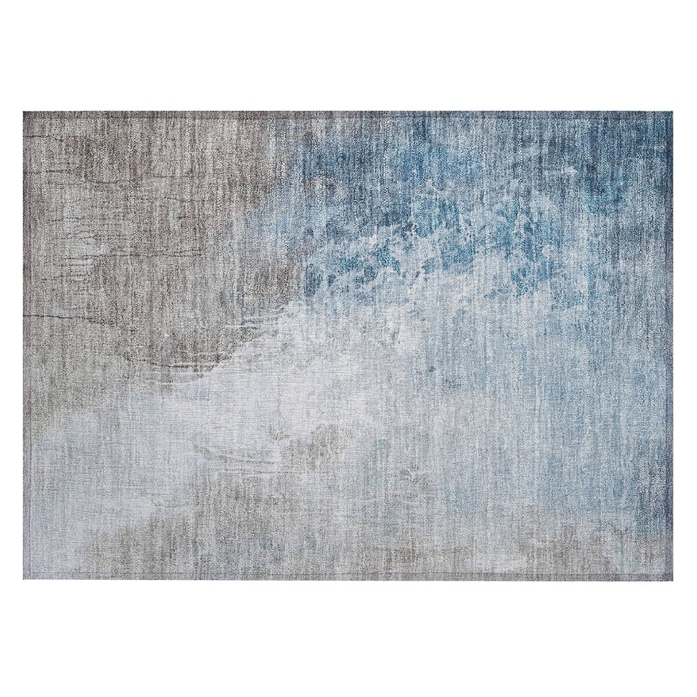 Machine Washable Indoor/Outdoor Chantille Denim 1'8" x 2'6" Rug. Picture 1
