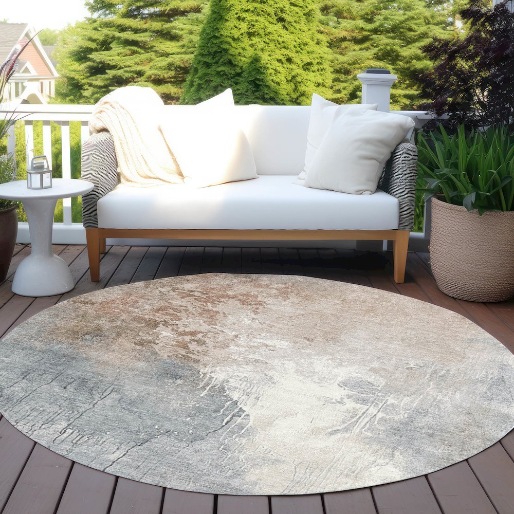 Machine Washable Indoor/Outdoor Chantille Paprika 8' x 8' Round Rug. Picture 6