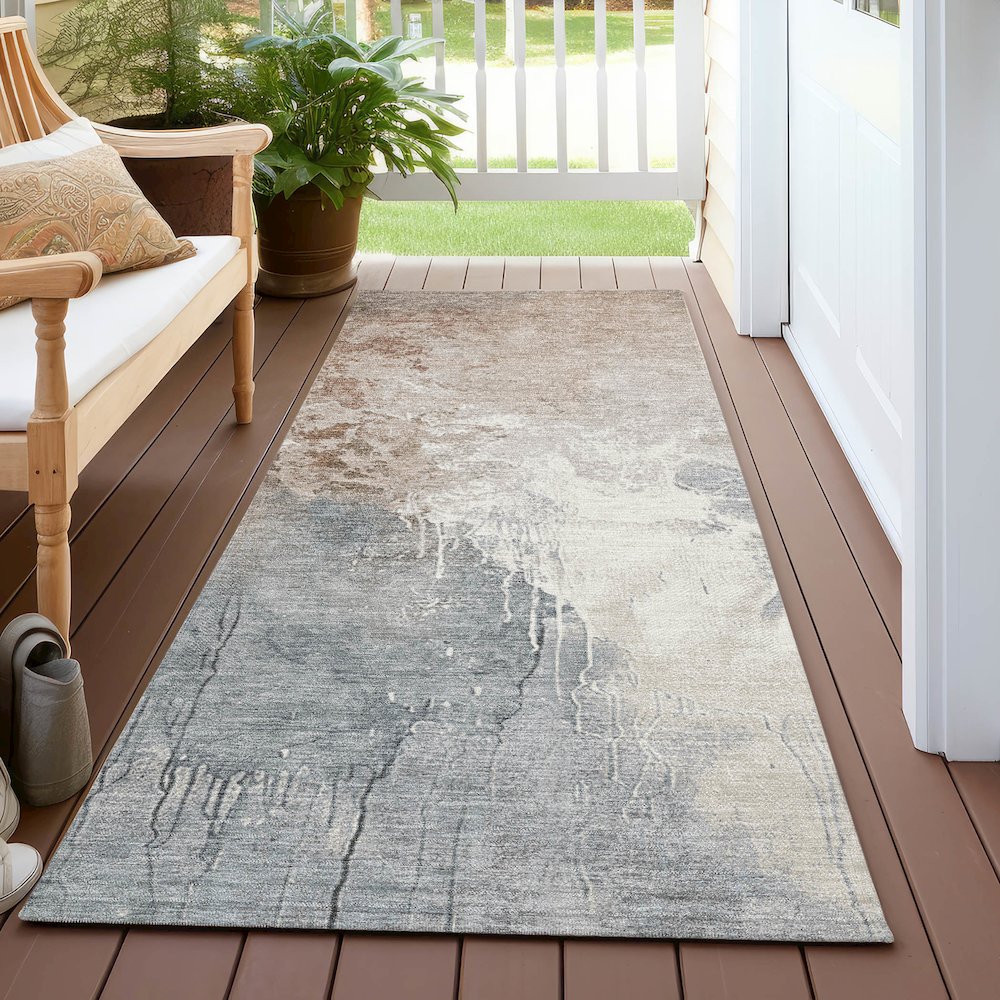 Machine Washable Indoor/Outdoor Chantille Paprika 2'3" x 7'6" Runner Rug. Picture 6