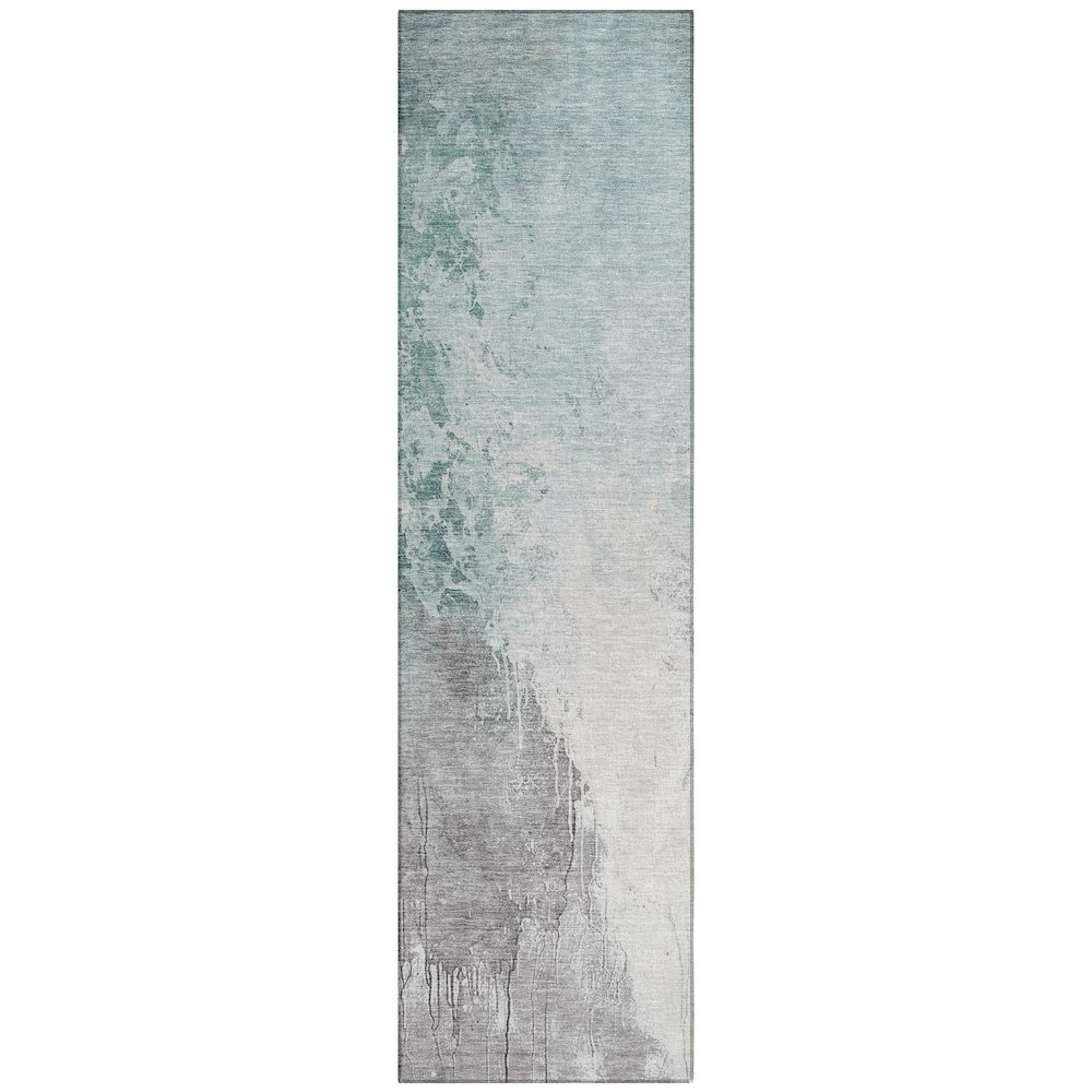 Machine Washable Indoor/Outdoor Chantille Seafoam 2'3" x 7'6" Runner Rug. Picture 1