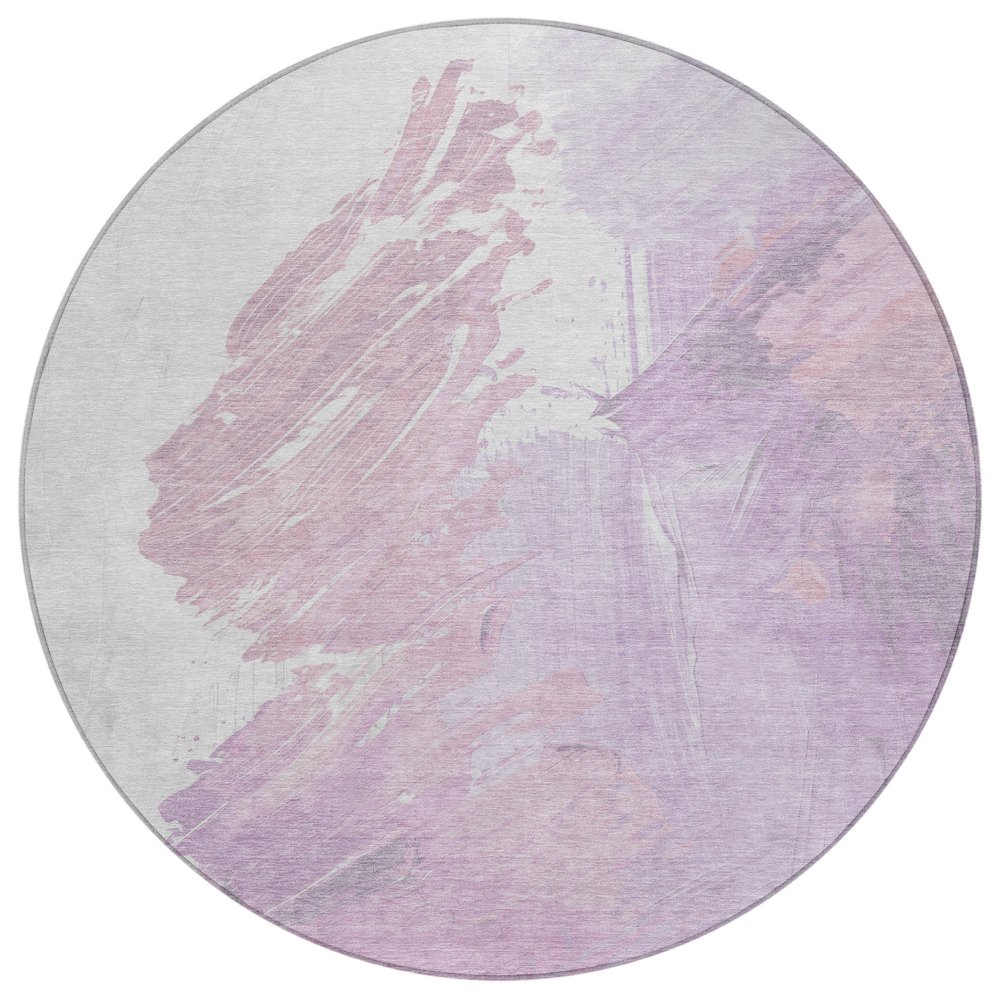Machine Washable Indoor/Outdoor Chantille Lavender 8' x 8' Round Rug. Picture 1