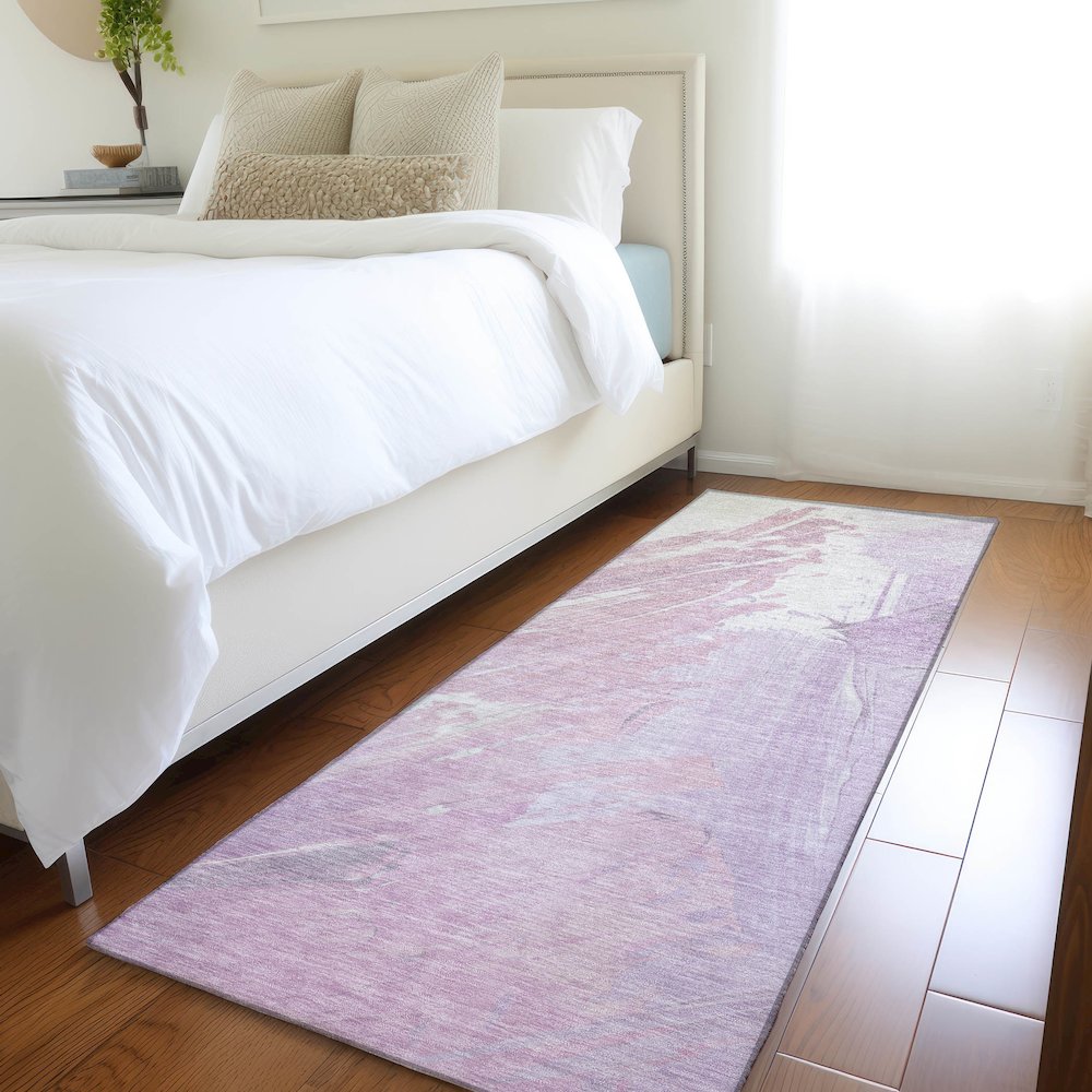 Machine Washable Indoor/Outdoor Chantille Lavender 2'3" x 7'6" Runner Rug. Picture 5