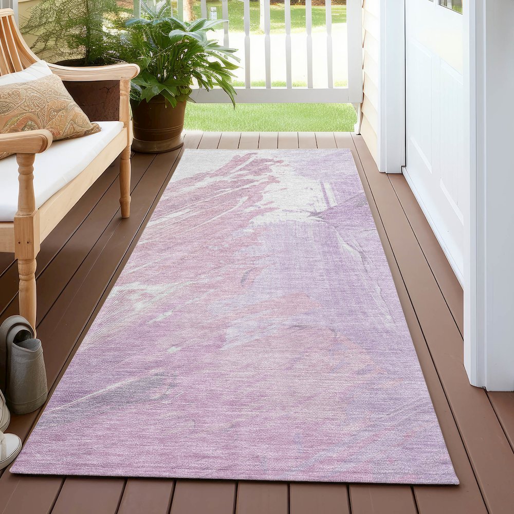 Machine Washable Indoor/Outdoor Chantille Lavender 2'3" x 7'6" Runner Rug. Picture 6