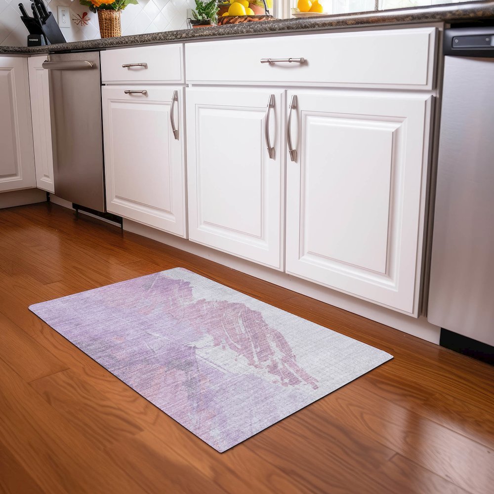 Machine Washable Indoor/Outdoor Chantille Lavender 1'8" x 2'6" Rug. Picture 5