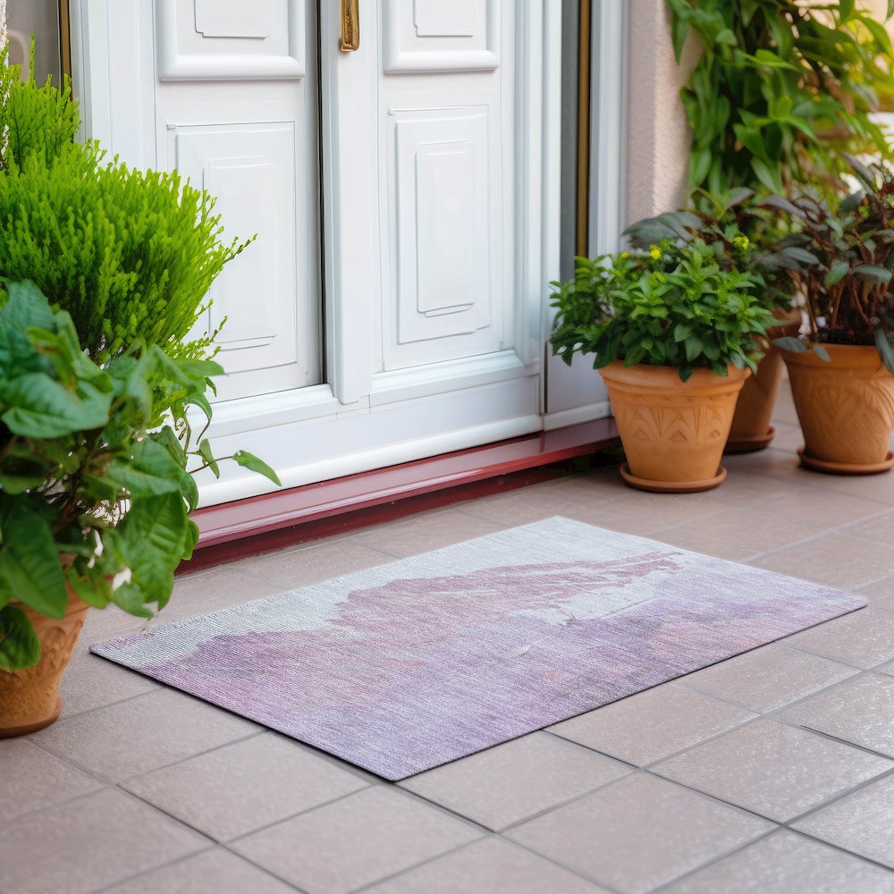 Machine Washable Indoor/Outdoor Chantille Lavender 1'8" x 2'6" Rug. Picture 6