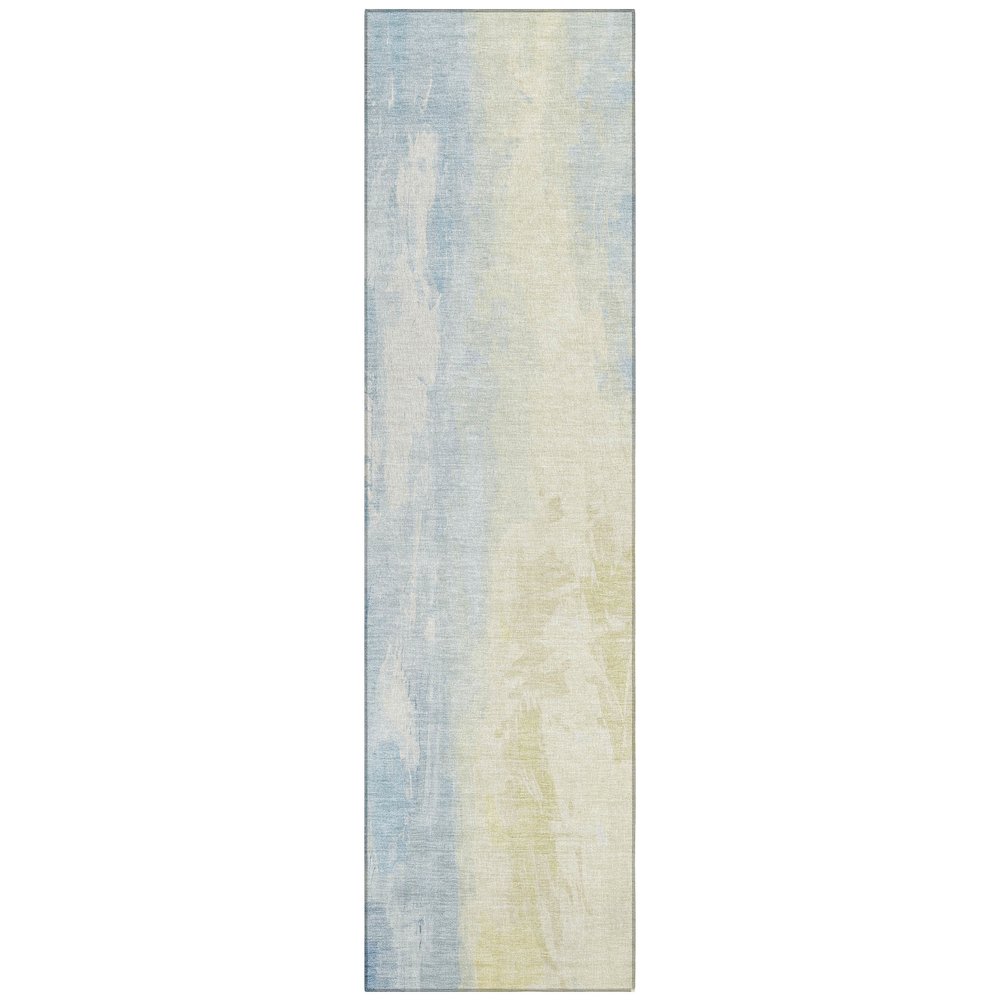 Machine Washable Indoor/Outdoor Chantille Denim 2'3" x 7'6" Runner Rug. Picture 1