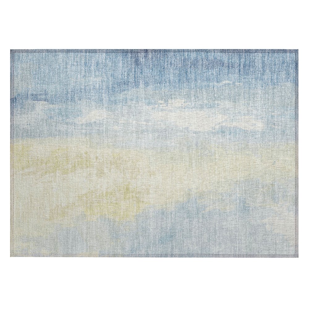 Machine Washable Indoor/Outdoor Chantille Denim 1'8" x 2'6" Rug. Picture 1