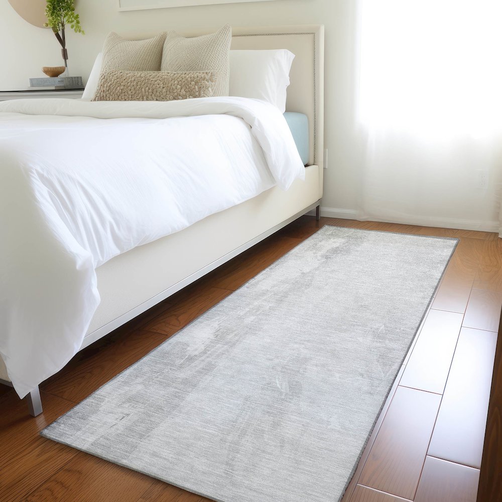 Machine Washable Indoor/Outdoor Chantille Gray 2'3" x 7'6" Runner Rug. Picture 5