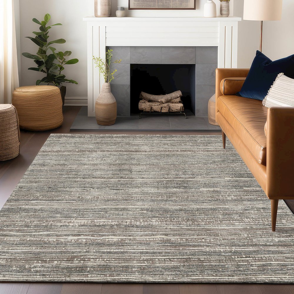 Machine Washable Indoor/Outdoor Chantille Beige 2'6" x 3'10" Rug. Picture 5