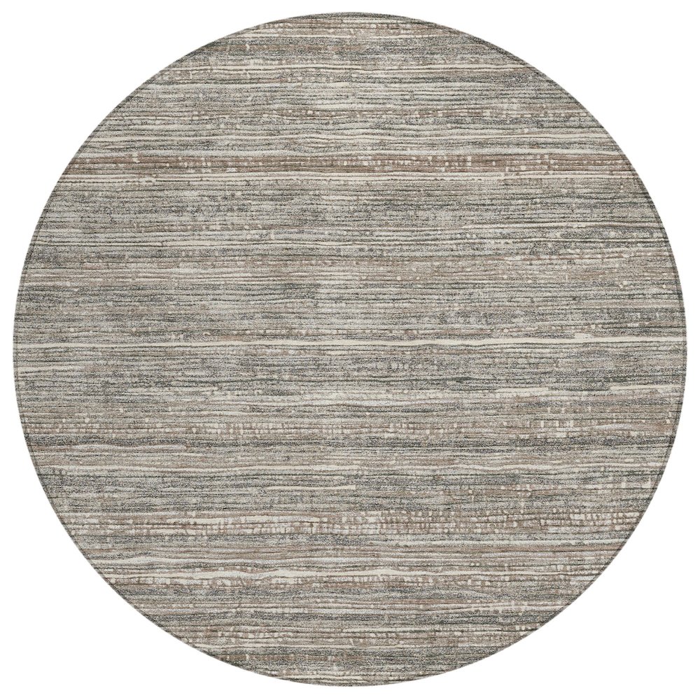 Machine Washable Indoor/Outdoor Chantille Beige 8' x 8' Round Rug. Picture 1