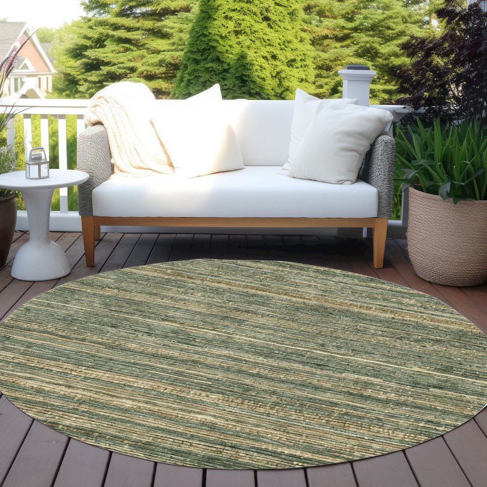 Machine Washable Indoor/Outdoor Chantille Fern 8' x 8' Round Rug. Picture 6