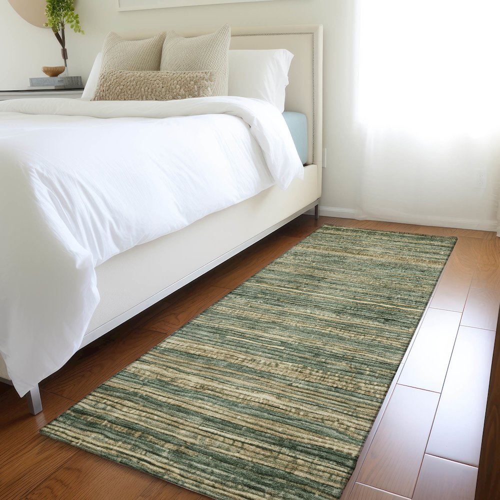 Machine Washable Indoor/Outdoor Chantille Fern 2'3" x 7'6" Runner Rug. Picture 5