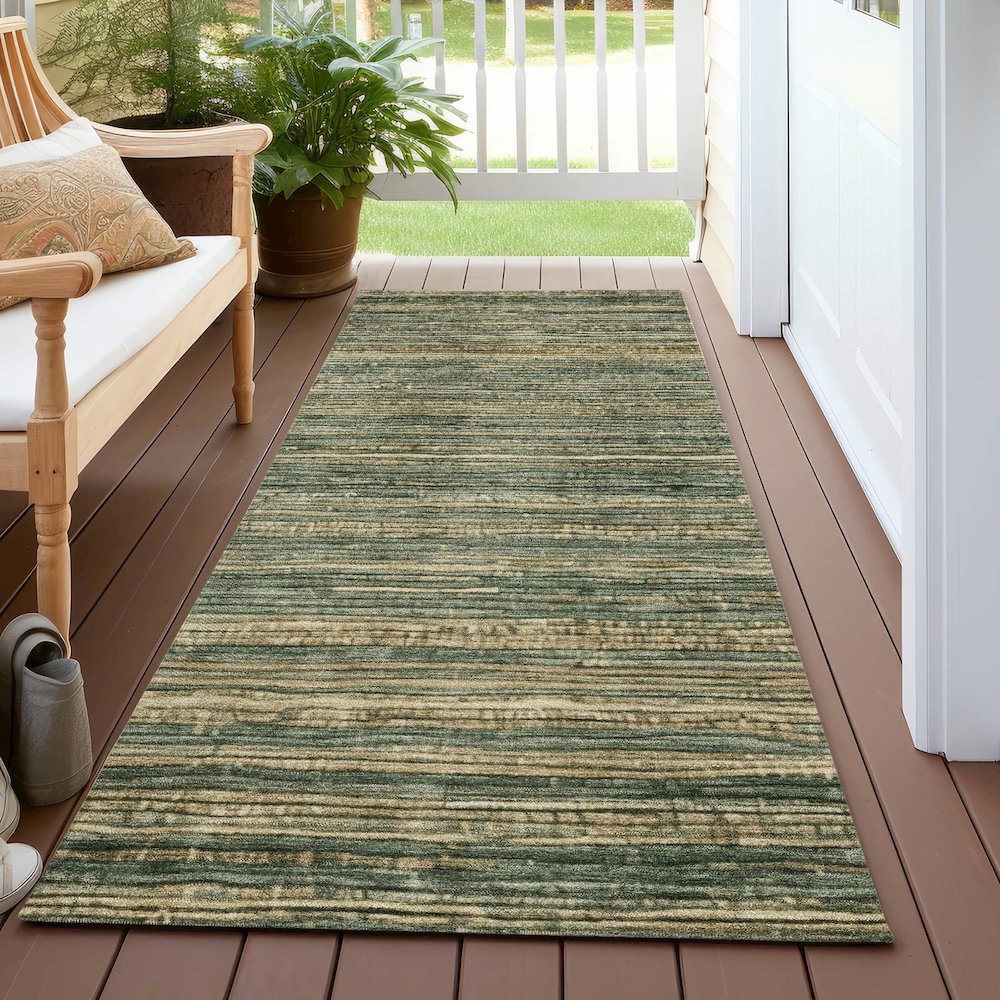 Machine Washable Indoor/Outdoor Chantille Fern 2'3" x 7'6" Runner Rug. Picture 6