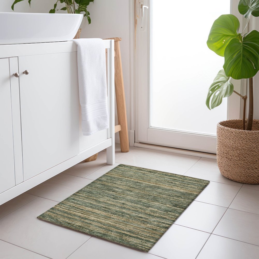 Machine Washable Indoor/Outdoor Chantille Fern 1'8" x 2'6" Rug. Picture 5