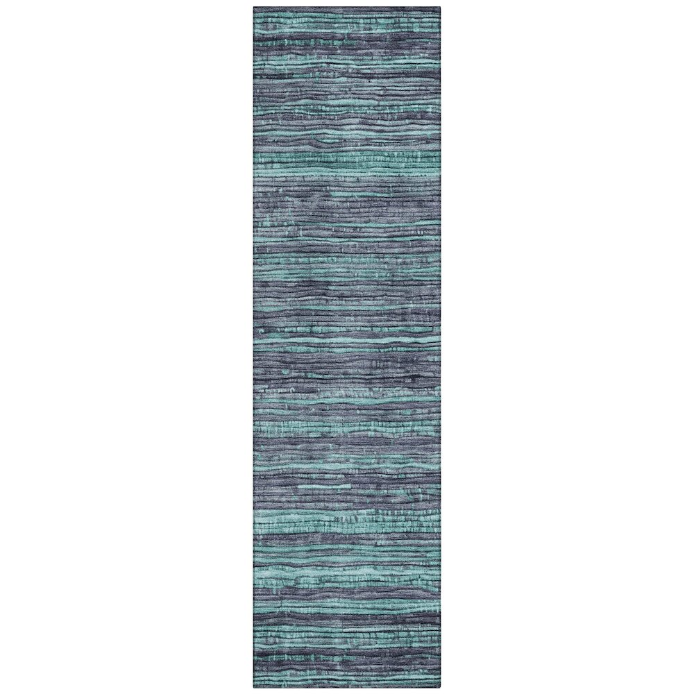 Machine Washable Indoor/Outdoor Chantille Teal 2'3" x 7'6" Runner Rug. Picture 1