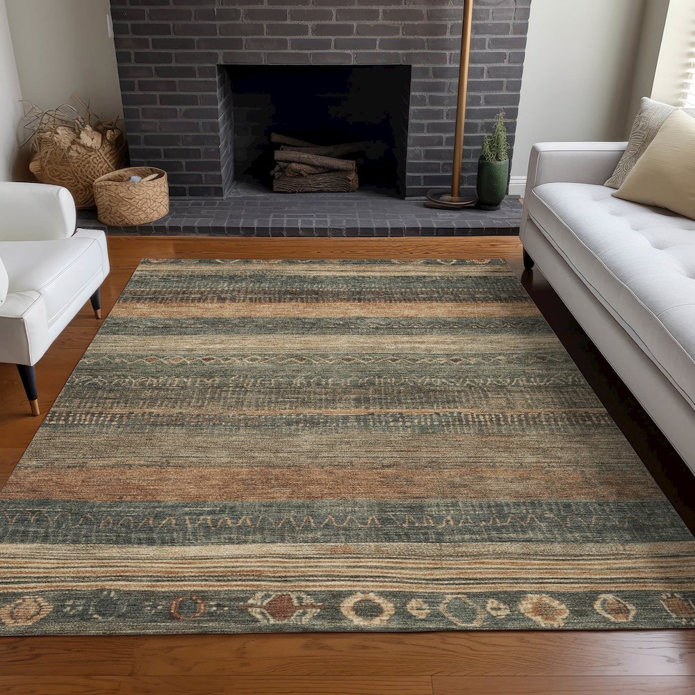 Machine Washable Indoor/Outdoor Chantille Fern 2'6" x 3'10" Rug. Picture 6