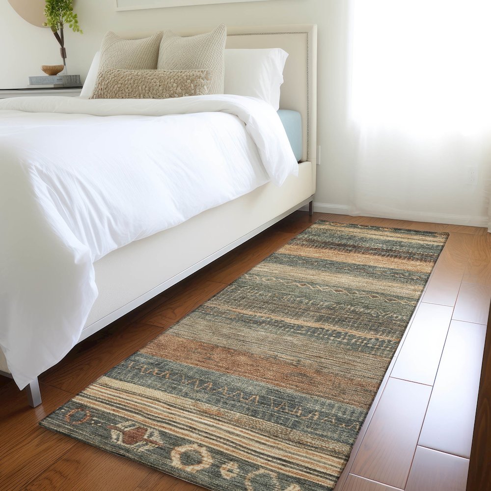 Machine Washable Indoor/Outdoor Chantille Fern 2'3" x 7'6" Runner Rug. Picture 5